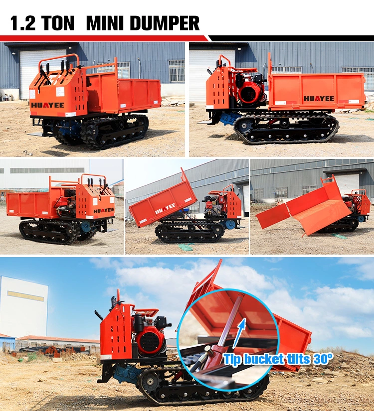 Hot Crawler Self Loading Mini Dumper Truck 4 X 4 Price Crawler Carrier Diesel Oil Palm Farm Mini Dumper 2 Ton Crawler Carrier